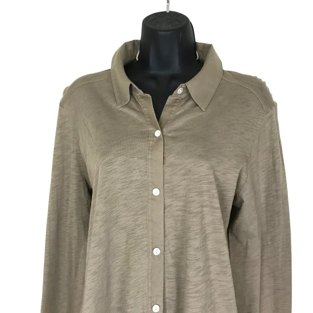 THEORY Brown  Riduro C.Nebulous 100% Organic Cotton Button Down Shirt Size L - Picture 4 of 8